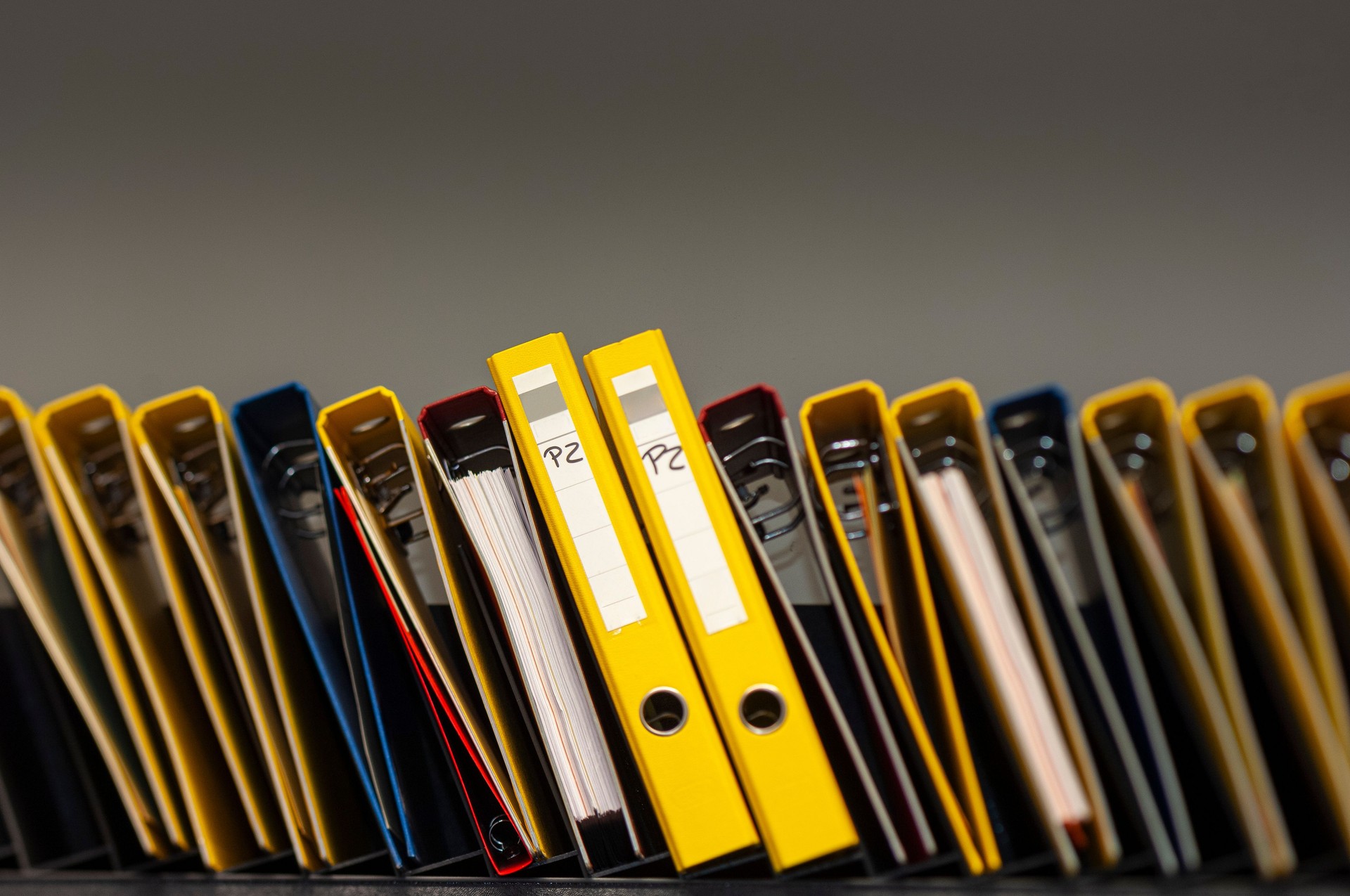 Document folders. ring binders.